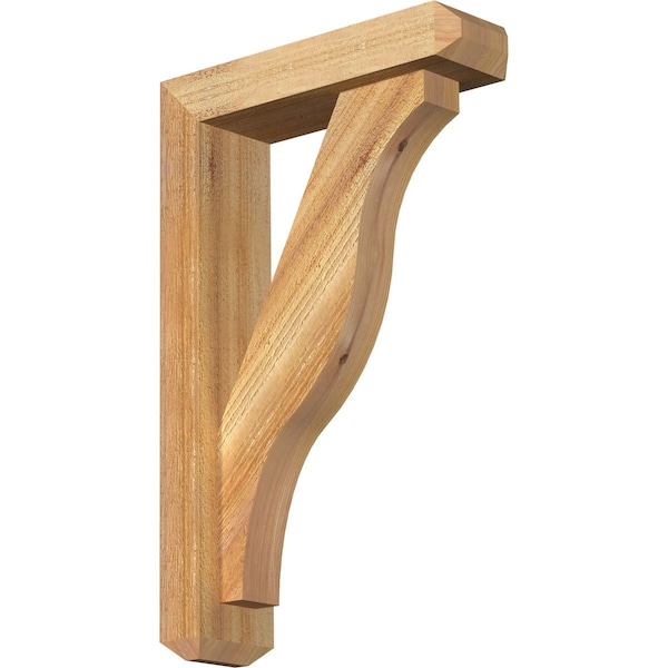 Ekena Millwork Funston Craftsman Rough Sawn Bracket w/ Offset Brace, Western Red Cedar, 4"W x 14"D x 22"H BKT0402X14X22FST04RWR - main
